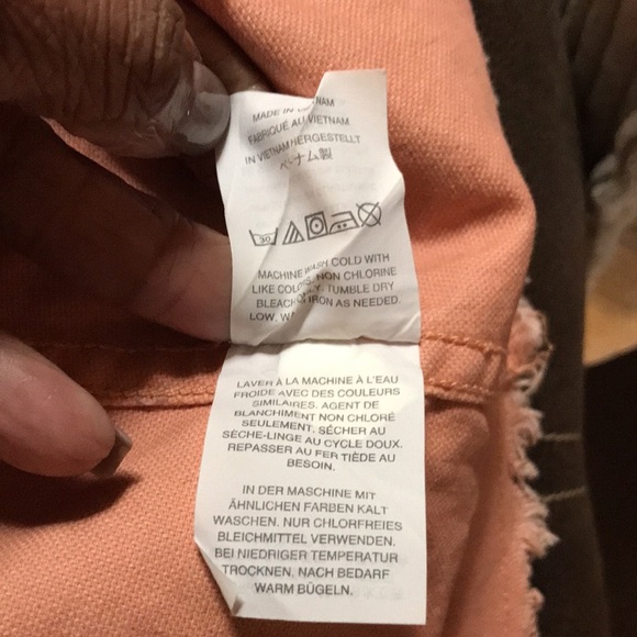 Madewell Pink/Coral Zip Aline Denim Mini Skirt Size 6 Raw Hem Pockets Preowned - Picture 8 of 8